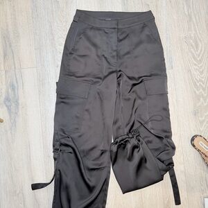Aqua Drawstring Hem Cargo Pants Bloomingdales Exclusive Black Satin Trousers